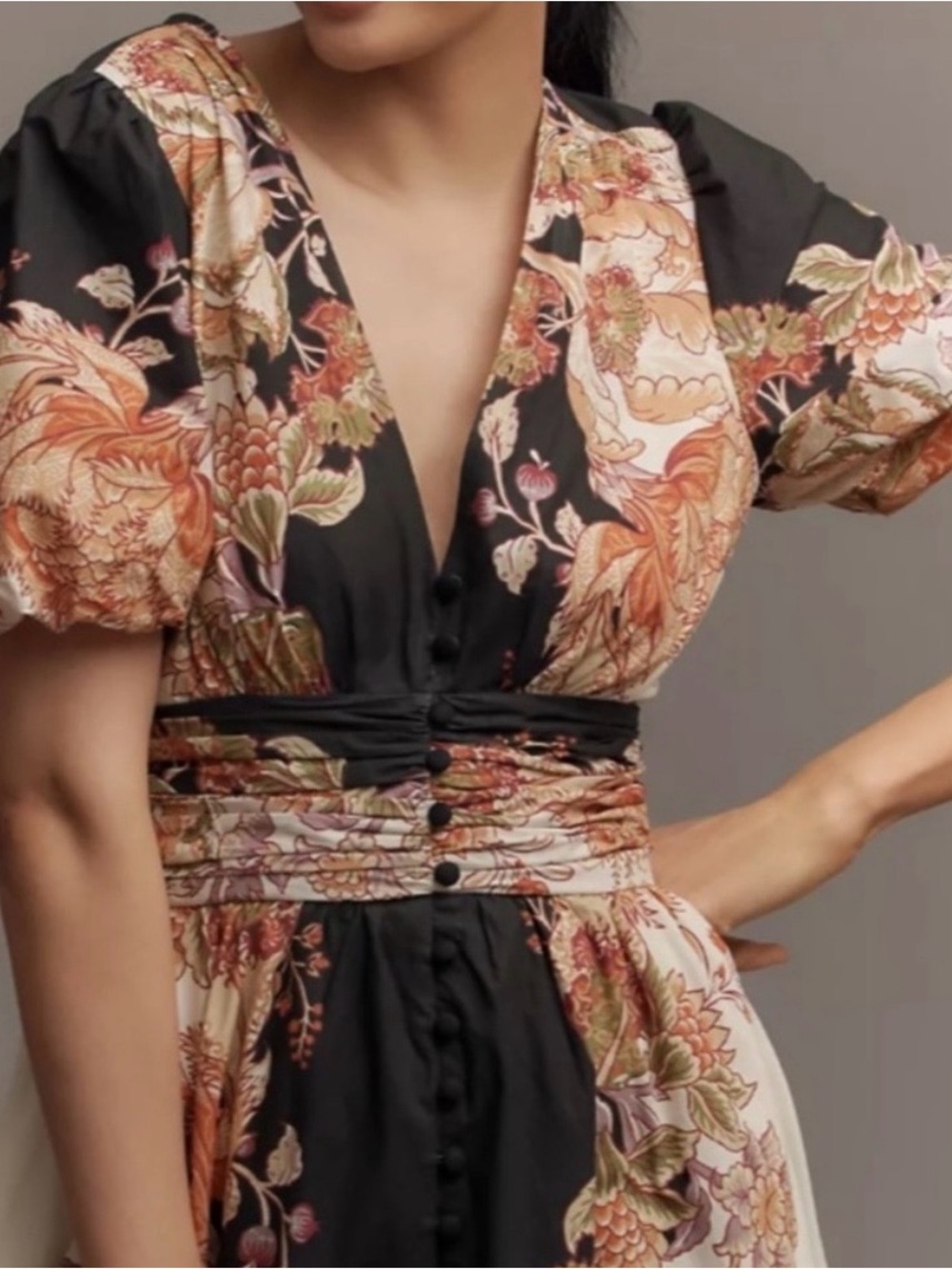 Anthropologie Cream and Black Floral Maxi Dress - Picture 13 of 15